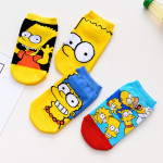 Къси памучни чорапи с цветен принт с героите от анимационнния филм The Simpsons
